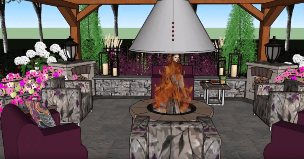 Custom outdoor entertainment and firepit design