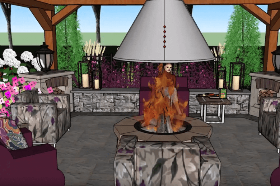 Custom outdoor entertainment and firepit design