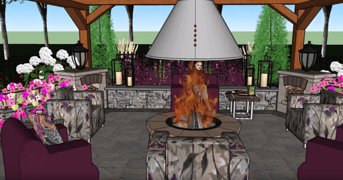 Custom outdoor entertainment and firepit design