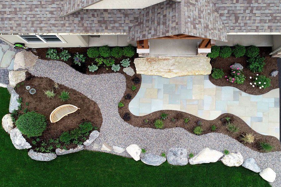 Overhead view of landscape design