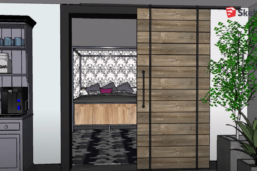 Basement remodel rendering